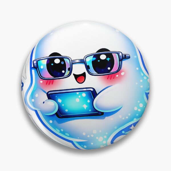 Item preview, Fantasma programador kawaii con gafas y tableta | Diseño de pegatinas tecnológicas designed and sold by AestheticLoveArt.
