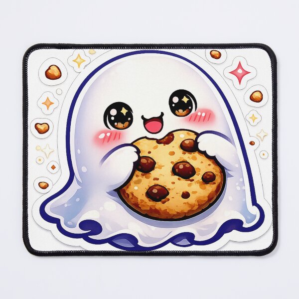 Item preview, Cute Ghost Eating Chocolate Chip Cookie – Kawaii Food Lover Cartoon Sticker PNG designed and sold by AestheticLoveArt.