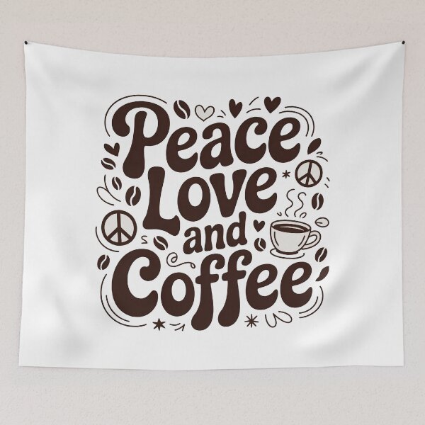 Artikelvorschau, Frieden, Liebe und Kaffee, Liebe, Frieden und Kaffee entworfen und verkauft von graphic-genie.