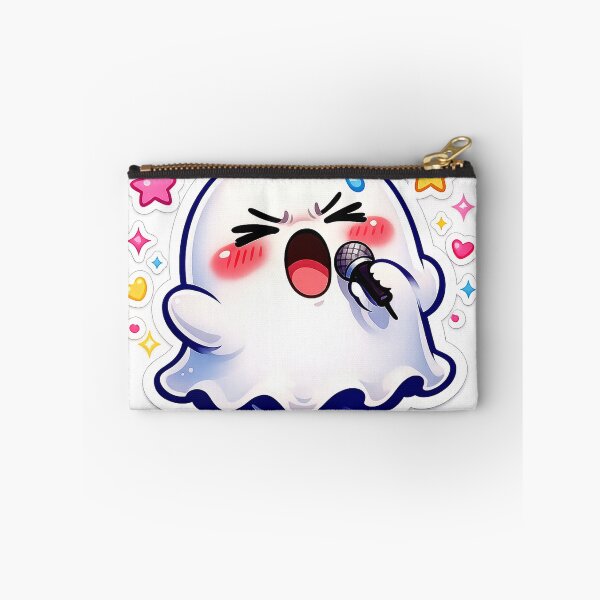 Item preview, Cute Singing Ghost Cartoon PNG – Kawaii Karaoke Spirit with Microphone | Funny Music Sticker Design designed and sold by AestheticLoveArt.