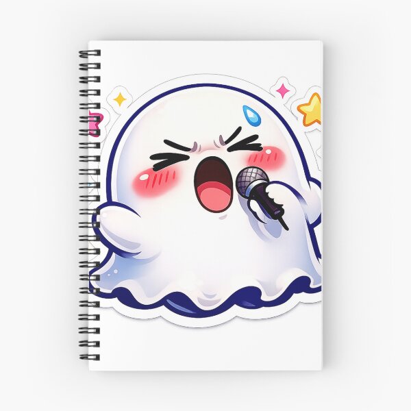 Item preview, Cute Singing Ghost Cartoon PNG – Kawaii Karaoke Spirit with Microphone | Funny Music Sticker Design designed and sold by AestheticLoveArt.