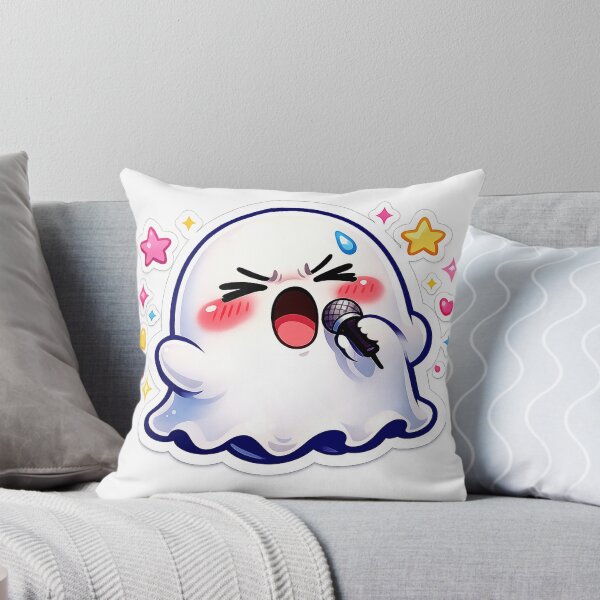 Item preview, Cute Singing Ghost Cartoon PNG – Kawaii Karaoke Spirit with Microphone | Funny Music Sticker Design designed and sold by AestheticLoveArt.
