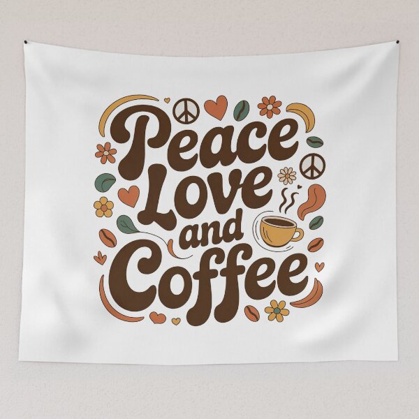 Artikelvorschau, Frieden, Liebe und Kaffee, Liebe, Frieden und Kaffee entworfen und verkauft von graphic-genie.