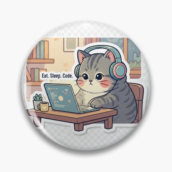 Item preview, Coding Cat - Lofi Gamer Kitten Sticker designed and sold by anubisartvault.
