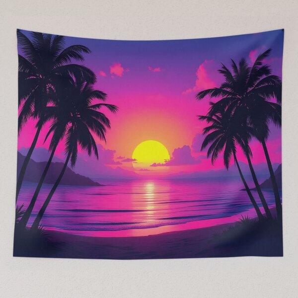Item preview, Neon Palm Sunset – Vaporwave Tropical Aesthetic designed and sold by DreamyWallVibes.