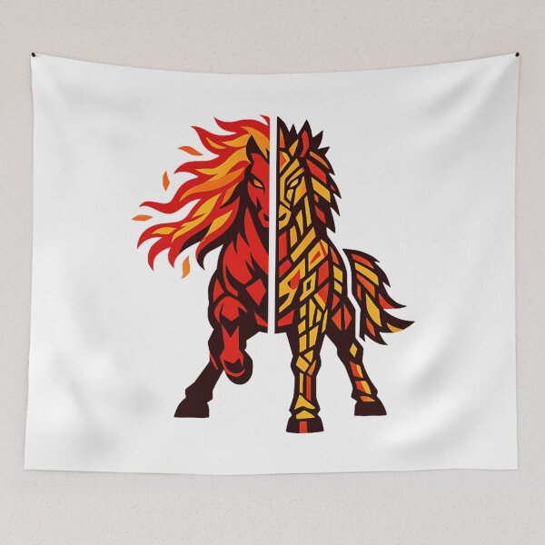 Item preview, Split Flame Mosaic Horse – Modern Geometric Fire Zodiac Design designed and sold by Vendeloc.