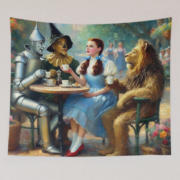 Item preview, The Wonderful Wizard of Oz Public Domain Tea Party Illustration – Vintage Fantasy Art Print designed and sold by DiamondSkyShirt.