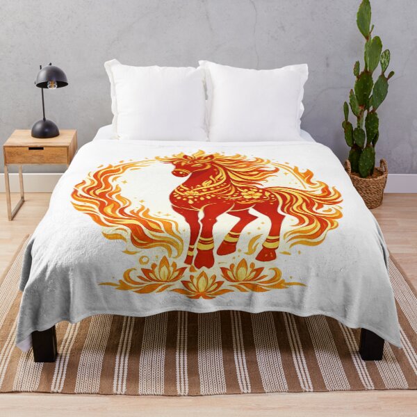 Item preview, Radiant Fire Lotus Horse – Lunar New Year Flame Zodiac Art designed and sold by Vendeloc.
