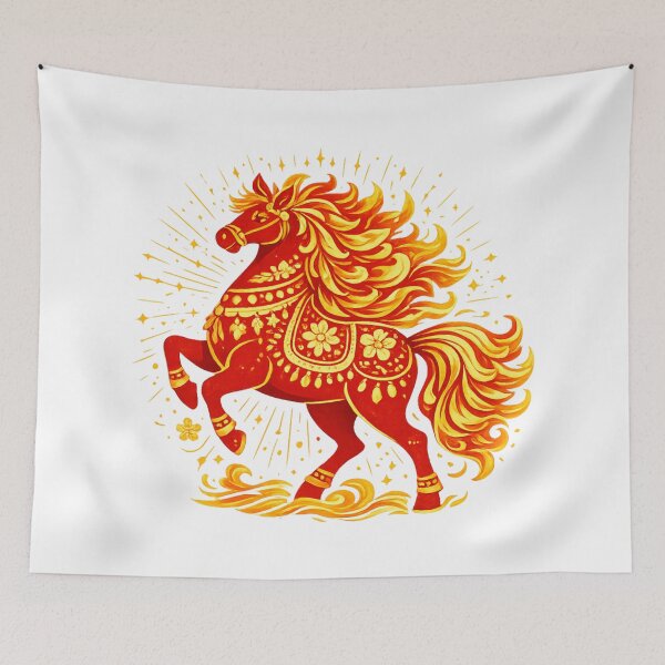 Item preview, Radiant Prosperity Fire Horse – Lunar New Year Zodiac Flame Art designed and sold by Vendeloc.