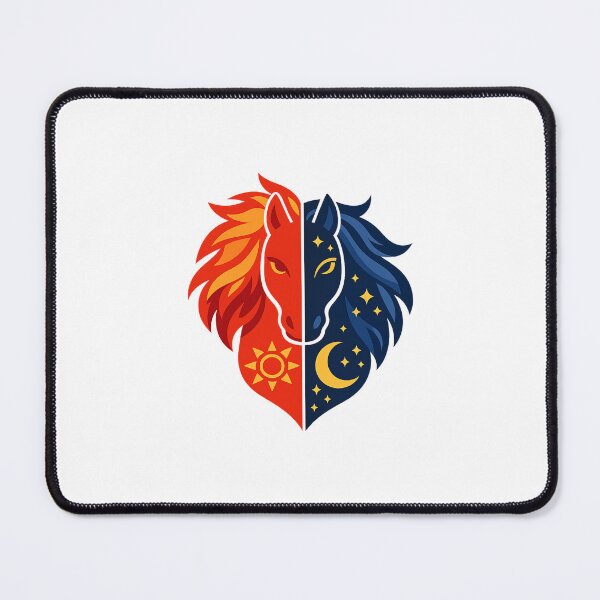 Item preview, Sun and Moon Horse – Fire and Night Duality Zodiac Art designed and sold by Vendeloc.