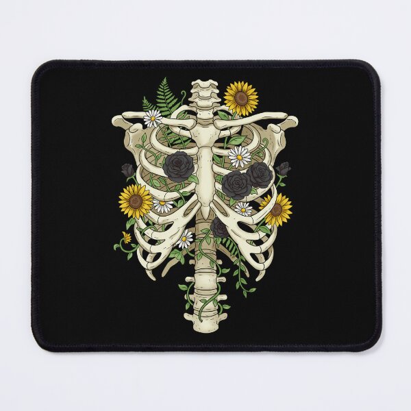Item preview, Rib cage bones with sunflowers, black roses and daisies  designed and sold by RavenAMarie .