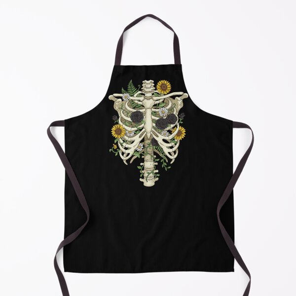 Item preview, Rib cage bones with sunflowers, black roses and daisies  designed and sold by RavenAMarie .