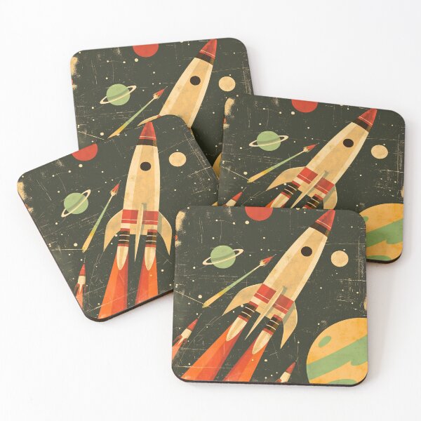 Item preview, Retro Space Rocket Illustration designed and sold by CheersTOGETHER.