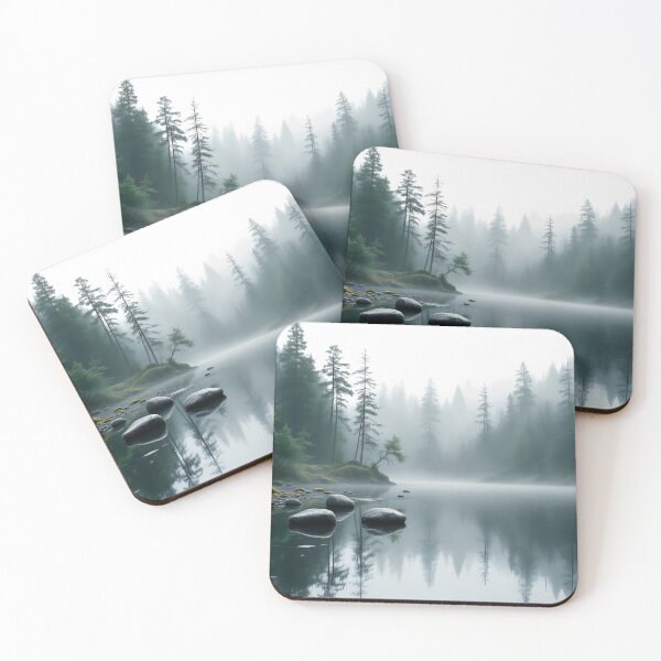 Item preview, Zen Forest Reflection – Calm Misty Nature Art designed and sold by DreamyWallVibes.