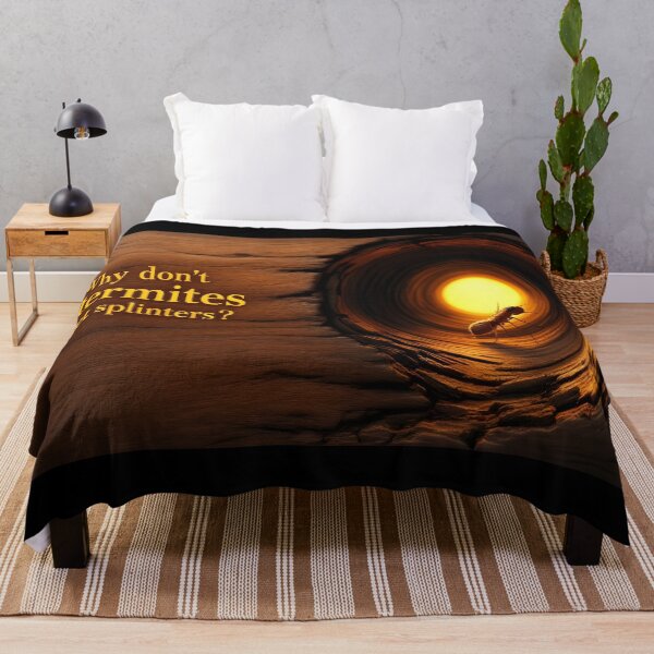 Item preview, Why Don’t Termites Get Splinters? Funny Wood Tunnel Typography Art designed and sold by DreamyWallVibes.