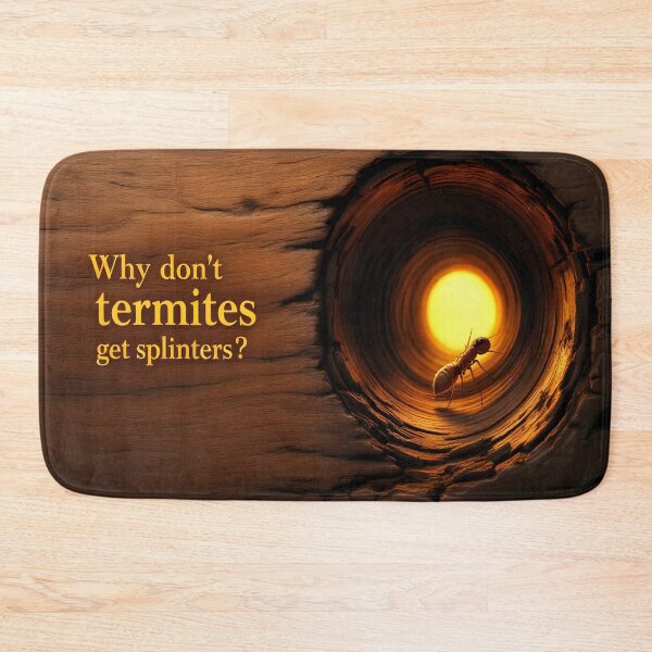 Item preview, Why Don’t Termites Get Splinters? Funny Wood Tunnel Typography Art designed and sold by DreamyWallVibes.