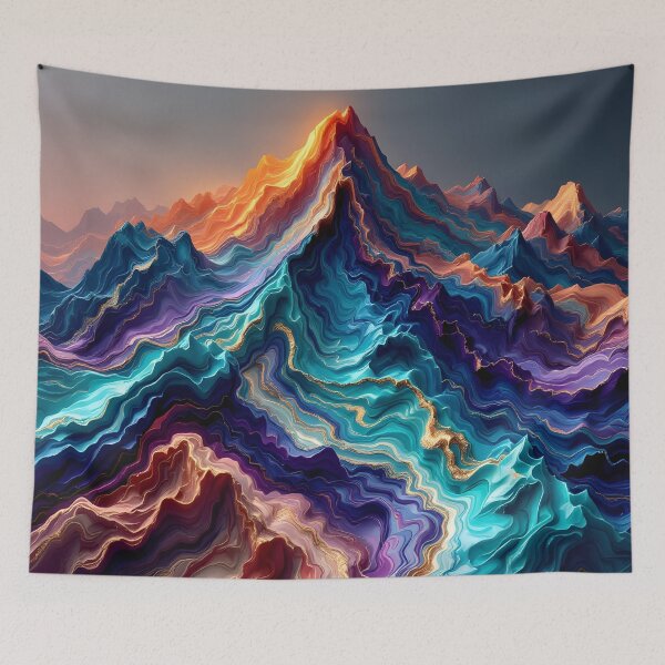 Item preview, Vibrant Marble Mountains – Abstract 3D Color Landscape designed and sold by DreamyWallVibes.