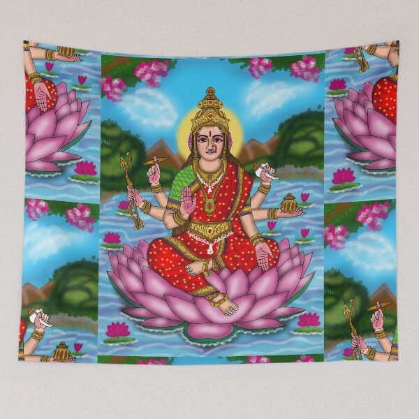 Item preview, Goddess Dhanlakshmi Divine Design – Hindu Wealth Goddess Art designed and sold by Harshit_Digital_Arts.