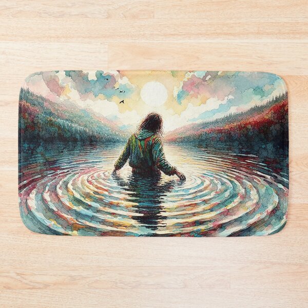 Item preview, Ripple (in Still Water) - Psychedelic Lake Reflection Art Print – Colorful Spiritual Nature Wall Decor designed and sold by DiamondSkyShirt.