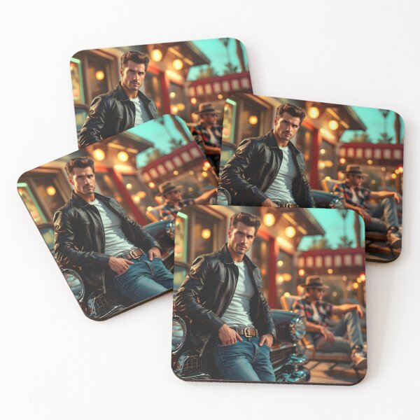 Item preview, 1950s Greaser Man – Vintage Car Retro Americana Art designed and sold by DreamyWallVibes.