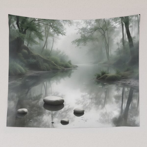 Item preview, Zen Still Water Forest – Calm Minimalist Nature Art designed and sold by DreamyWallVibes.