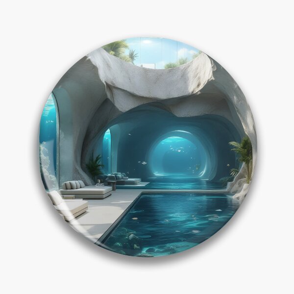 Item preview, Luxury Underwater Cave Interior – Futuristic Ocean Lounge designed and sold by DreamyWallVibes.