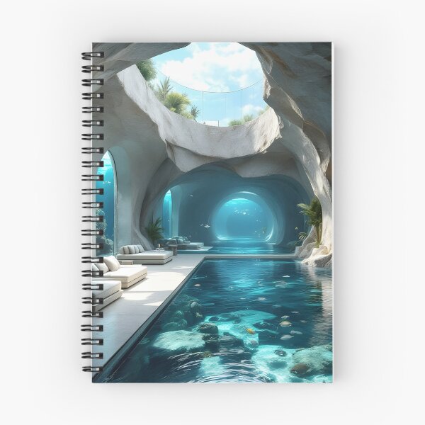 Item preview, Luxury Underwater Cave Interior – Futuristic Ocean Lounge designed and sold by DreamyWallVibes.