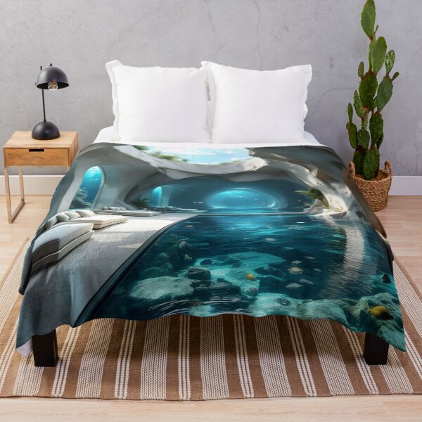 Item preview, Luxury Underwater Cave Interior – Futuristic Ocean Lounge designed and sold by DreamyWallVibes.