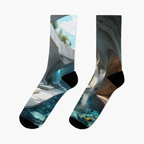Item preview, Luxury Underwater Cave Interior – Futuristic Ocean Lounge designed and sold by DreamyWallVibes.