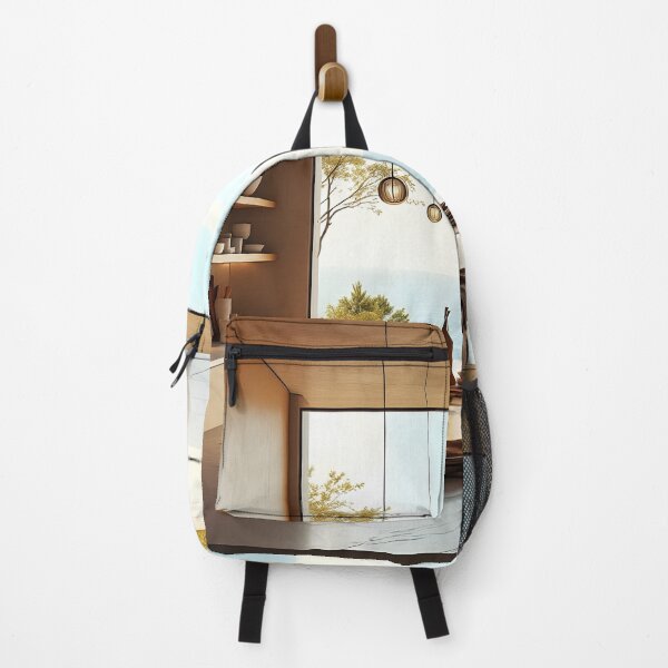 Item preview, Modern Coastal Kitchen Interior with Ocean View designed and sold by DreamyWallVibes.