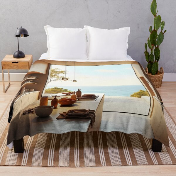Item preview, Modern Coastal Kitchen Interior with Ocean View designed and sold by DreamyWallVibes.