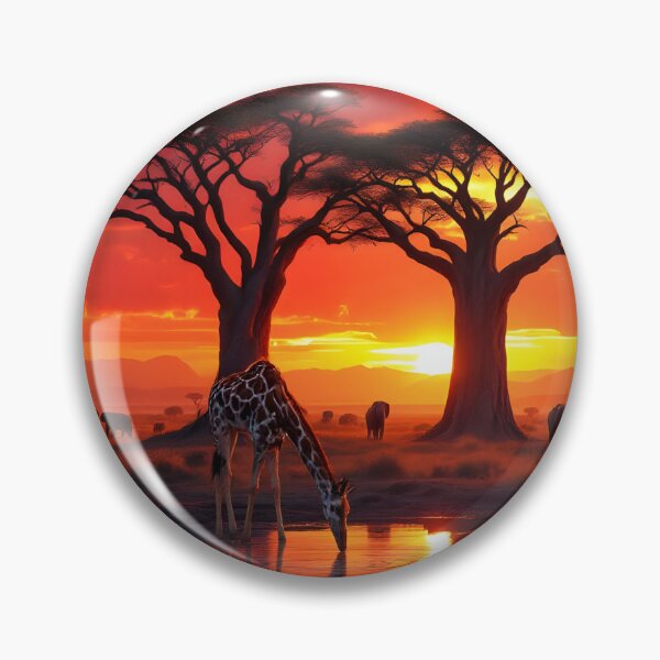 Item preview, Giraffe at Sunset – African Baobab Savanna Scene designed and sold by DreamyWallVibes.