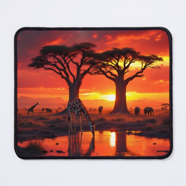 Item preview, Giraffe at Sunset – African Baobab Savanna Scene designed and sold by DreamyWallVibes.
