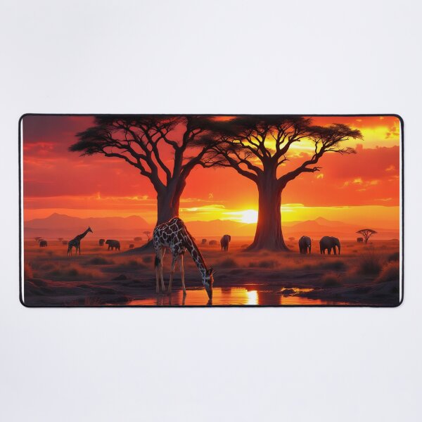 Item preview, Giraffe at Sunset – African Baobab Savanna Scene designed and sold by DreamyWallVibes.
