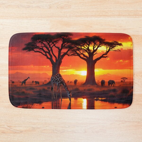 Item preview, Giraffe at Sunset – African Baobab Savanna Scene designed and sold by DreamyWallVibes.