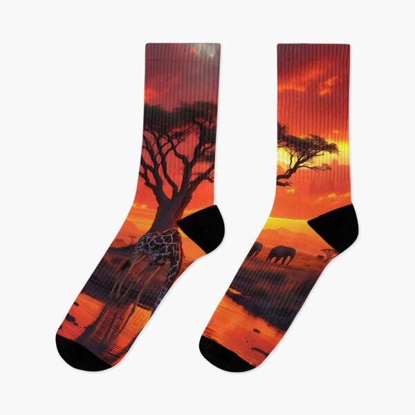 Item preview, Giraffe at Sunset – African Baobab Savanna Scene designed and sold by DreamyWallVibes.