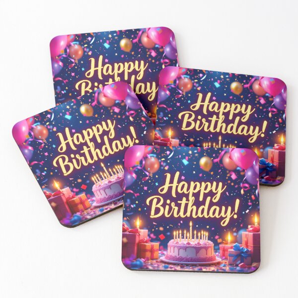 Item preview, Happy Birthday Celebration - Cake, Balloons & Confetti Design designed and sold by DreamyWallVibes.