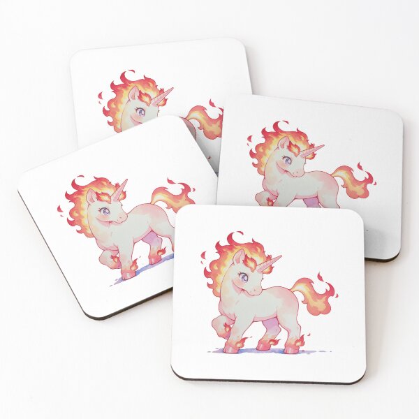 Item preview, Cute Watercolor Fire Unicorn with Magical Burning Tail Illustration designed and sold by Jagamusubi.