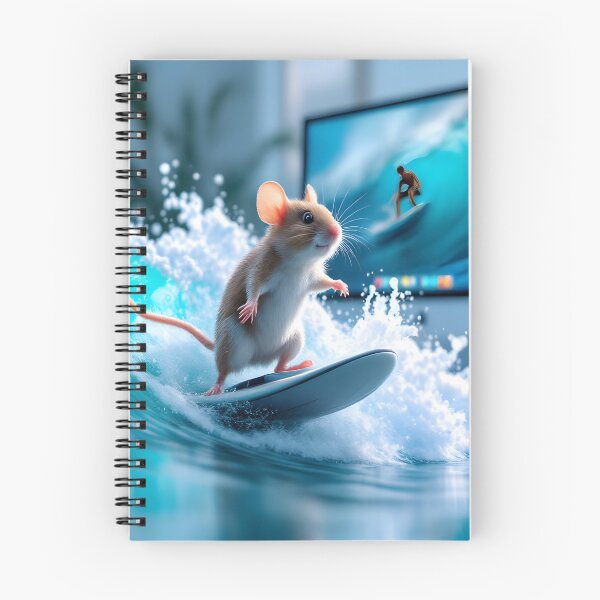 Item preview, Surreal Mouse Surfing Digital Waves – Whimsical Tech Art designed and sold by DreamyWallVibes.