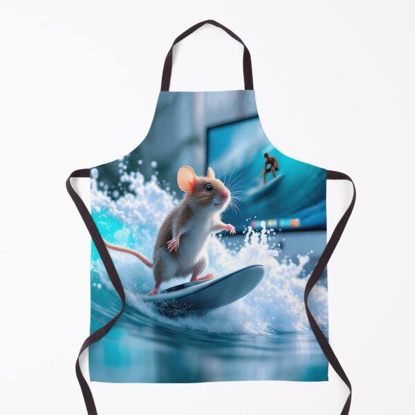Item preview, Surreal Mouse Surfing Digital Waves – Whimsical Tech Art designed and sold by DreamyWallVibes.