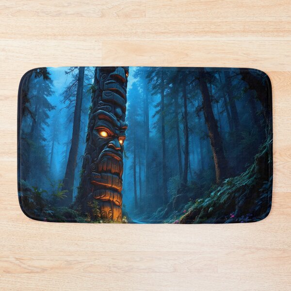 Item preview, Mystical Totem Tower Fantasy Forest Art Print Poster designed and sold by DreamyWallVibes.