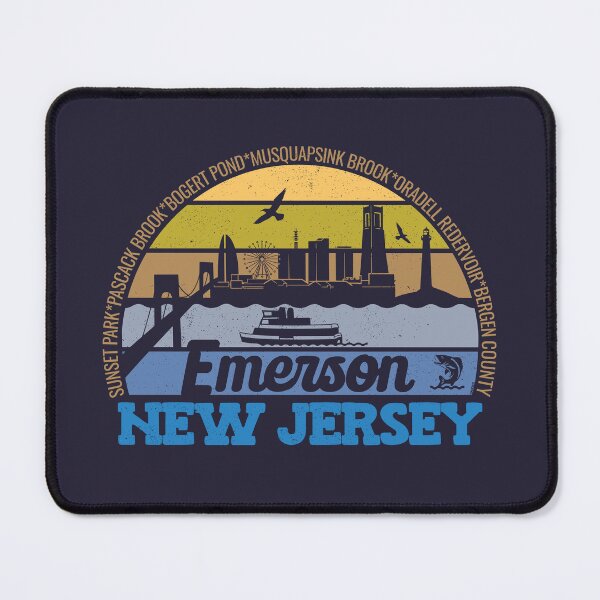 Item preview, Emerson New Jersey Sunset Retro Vintage Local Pride Logo designed and sold by CRHPOD20.