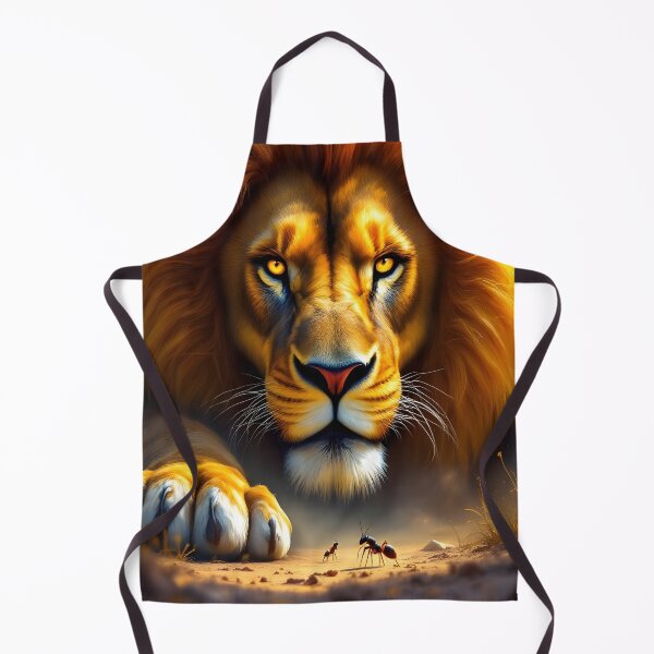Item preview, Brave Tiny Ant Faces Majestic Lion - We Are All Equal - Epic Courage Wall Art designed and sold by DreamyWallVibes.