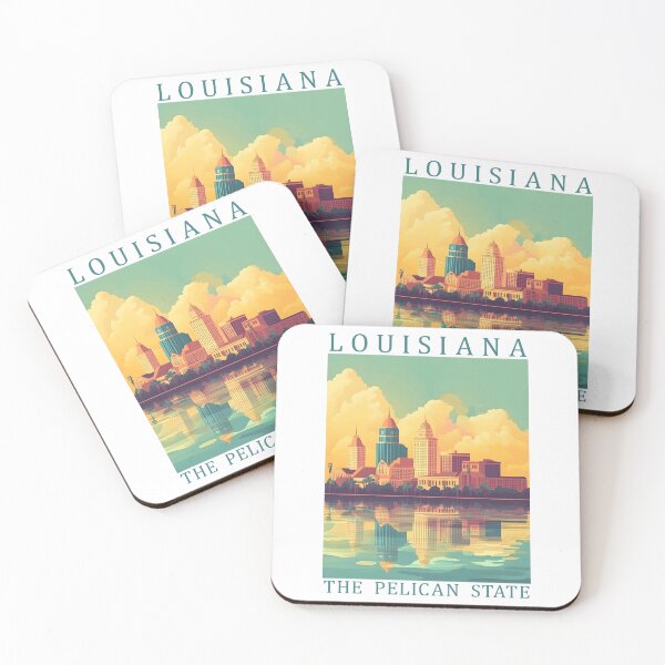 Item preview, Louisiana The Pelican State Vintage Travel Poster – New Orleans Skyline Sunset Art designed and sold by GiftsCreek.