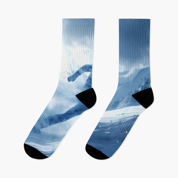 Item preview, Ice Storm Runner – Frozen Mountain Double Exposure Art designed and sold by DreamyWallVibes.