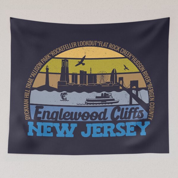 Item preview, Englewood Cliffs New Jersey Sunset Retro Vintage Local Pride Logo designed and sold by CRHPOD20.