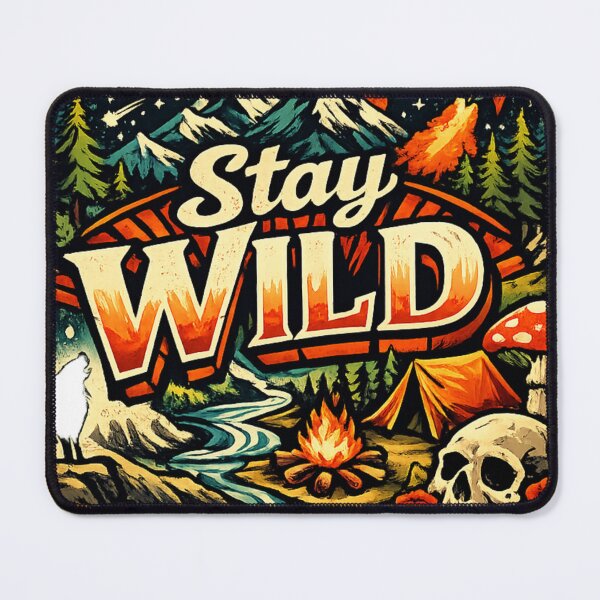 Item preview, Stay Wild Retro Camping Skull Art – Vintage Mountain Space Adventure Aesthetic Sticker designed and sold by EverMuse_0_0.