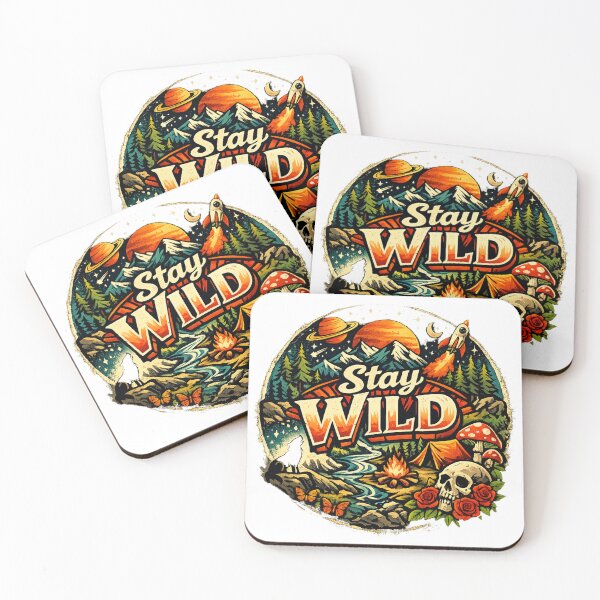 Item preview, Stay Wild Retro Camping Skull Art – Vintage Mountain Space Adventure Aesthetic Sticker designed and sold by EverMuse_0_0.