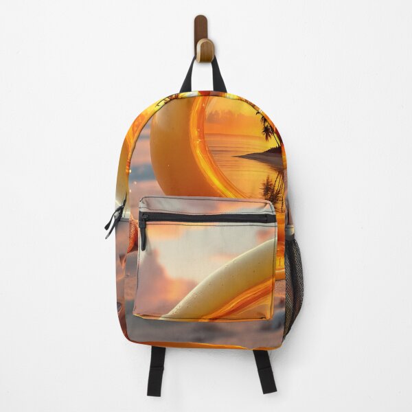 Item preview, Mango Tropical Sunset Portal – Surreal Island Glow Art designed and sold by DreamyWallVibes.
