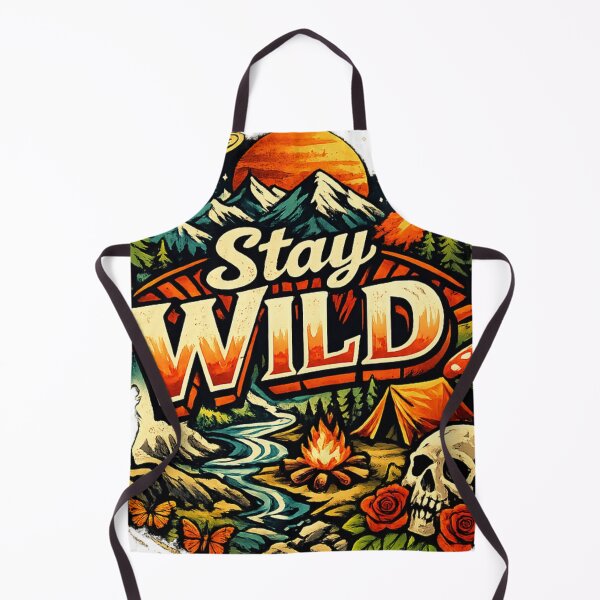 Item preview, Stay Wild Retro Camping Skull Art – Vintage Mountain Space Adventure Aesthetic Sticker designed and sold by EverMuse_0_0.